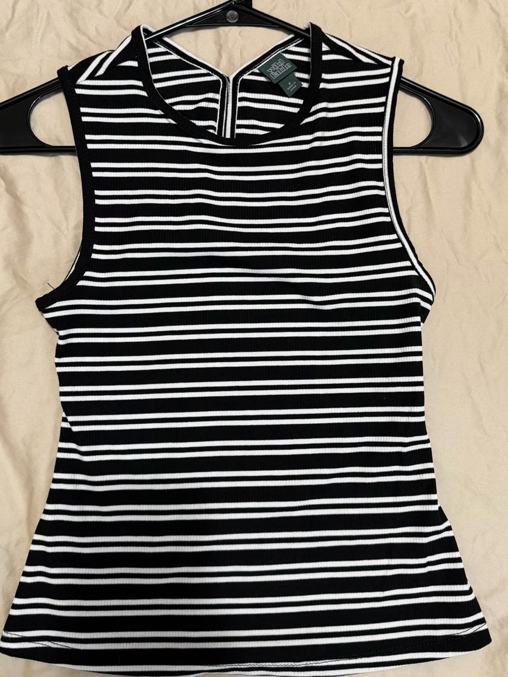 wild fable Black & White Striped Ribbed Sleeveless Tank